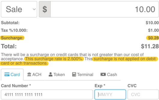 Surcharge example